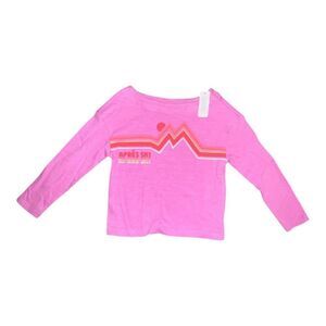Gymboree Girls Pink Apres Ski Retro Shirt Long Sleeve Graphic T-Shirt Small NWT